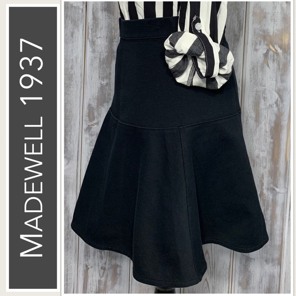 Madewell Skater Flared Skirt Jacquard Pleated Black - Picture 5 of 6